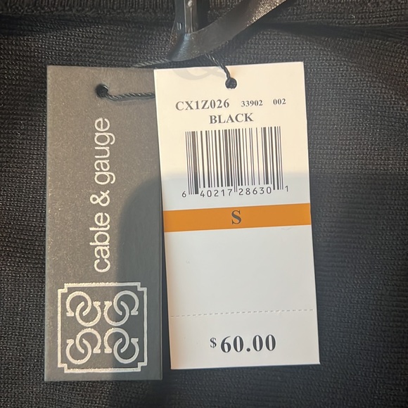 Cable & Gauge Black Knit long Cold Shoulder Sleeves Silver Embellishments - Picture 7 of 11